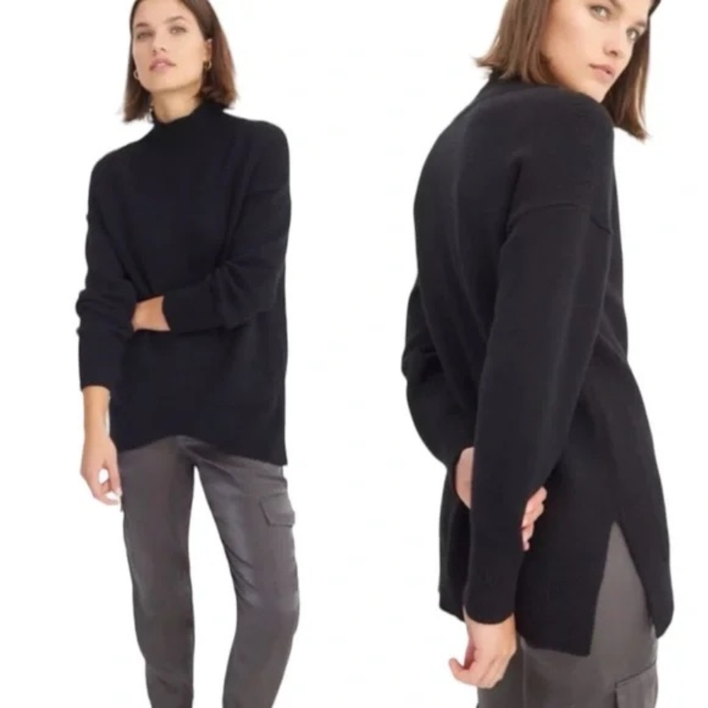 Anthropologie Maeve Womens Sweater Crystal Mock Neck Pullover Black Size XS